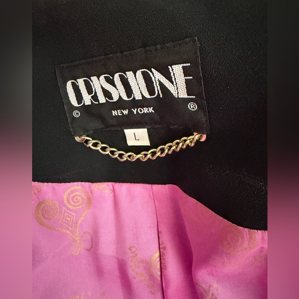 🖤 Criscione New York Vintage Black Skirt Suit – Bold Pink Accents size L - Picture 2 of 11